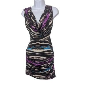 Bebe Dress Womens XXS Y2K Bodycon Mini Party HOCO Stretchy Clubwear Mesh Cut Out